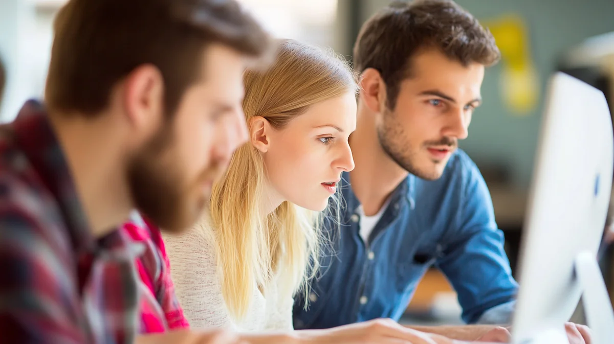 worried people looking at computer screen