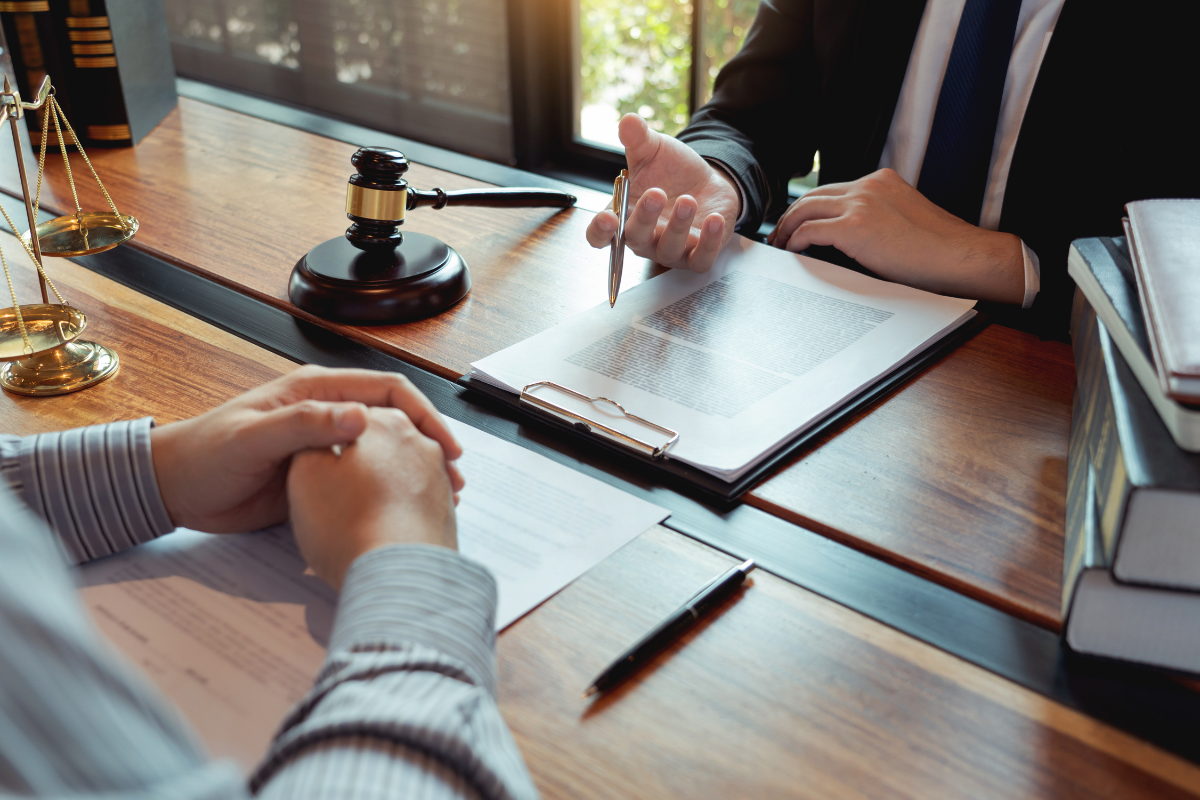 picture of an Atlanta motorcycle accident attorney consulting for a personal injury claim 